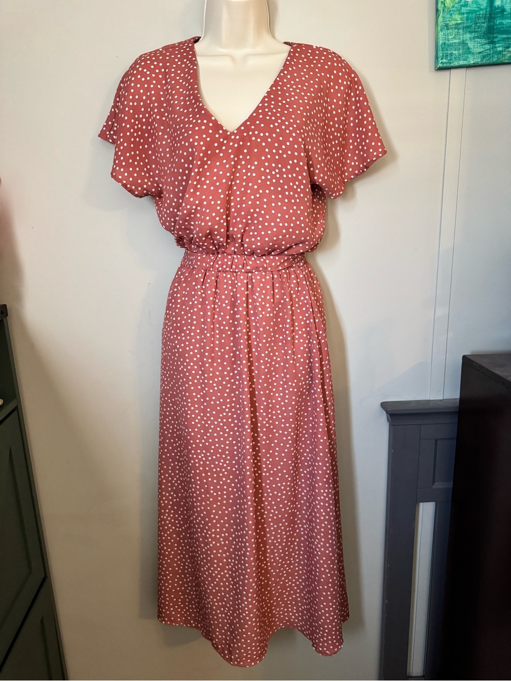 Sienna Sky Dusty Rose Polka Dot Maxi Dress